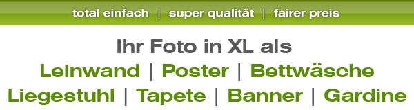 Ihr Foto als Poster, Fotoleinwand, Aufkleber, Tapete, Bettw�sche oder Liegestuhl.