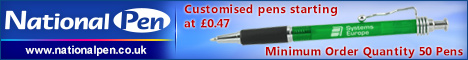Promote your services with inexpensive personalised pens, baseball caps, mugs, calculators, key chains and clothing, personalised with your business website address